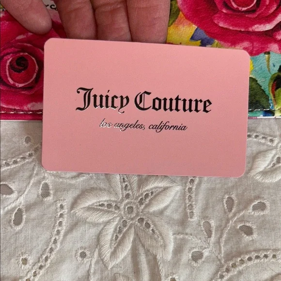 Juicy Couture Rose Print Clutch - Pink and Green - Picture 10 of 14